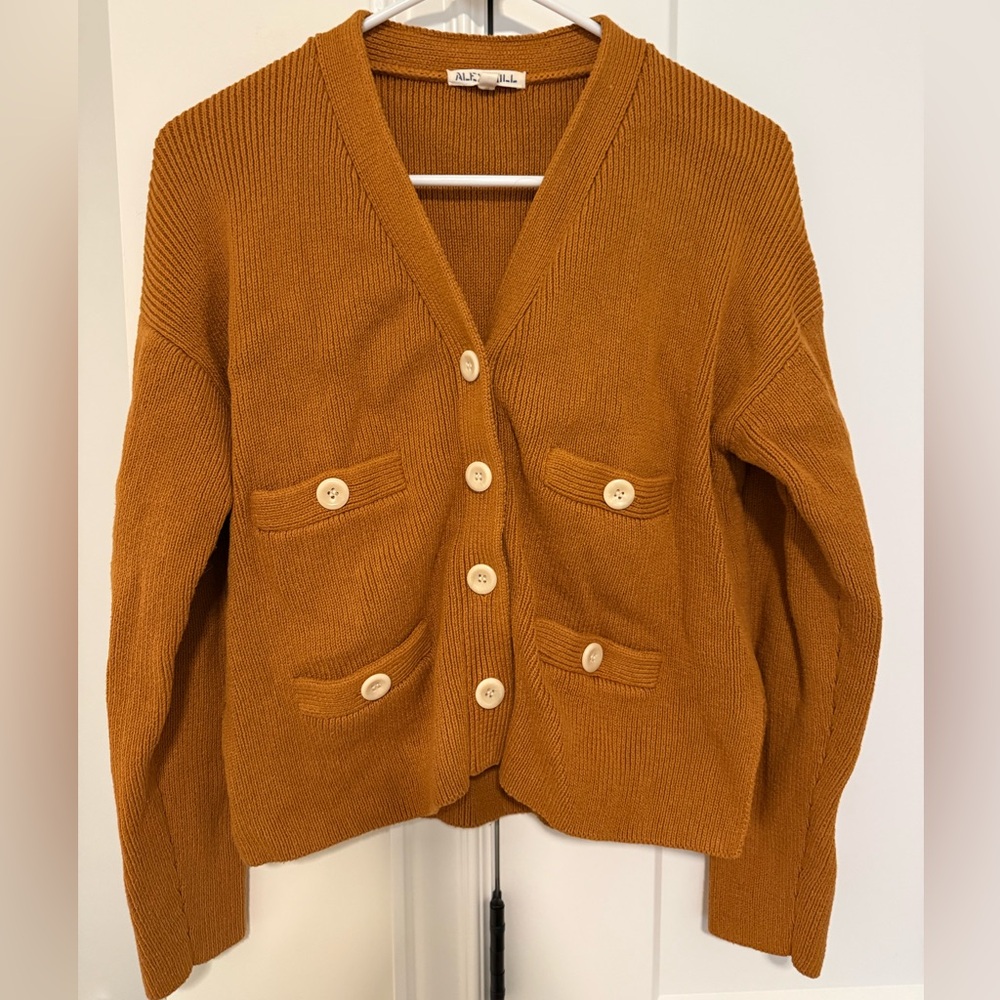 Alex Mill Caramel Button Front Cropped Cardigan